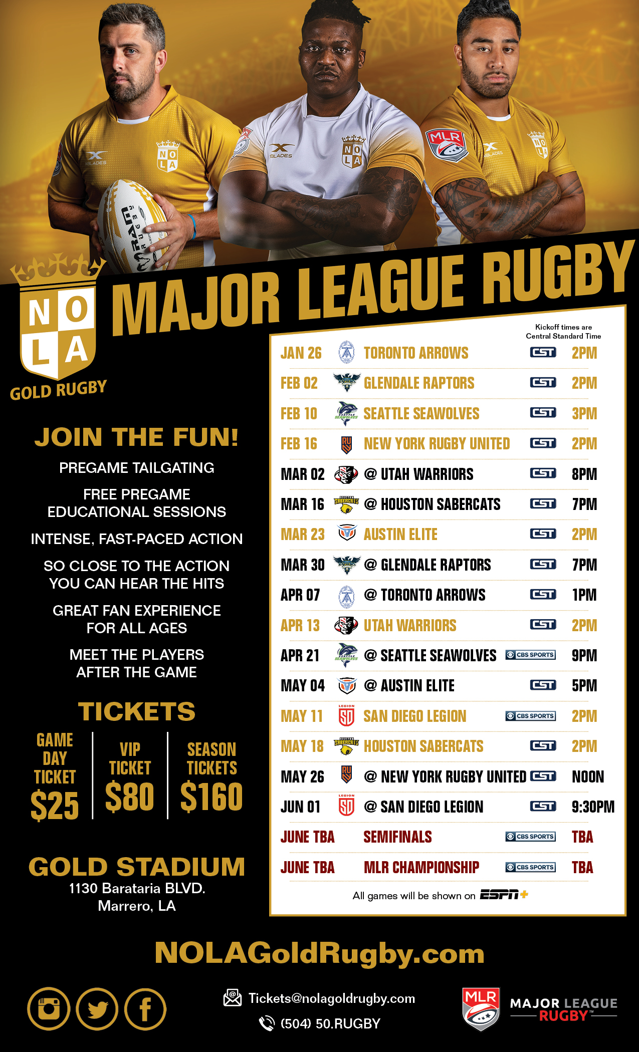 NOLA 2019 Schedule Announced - NOLA Gold Rugby