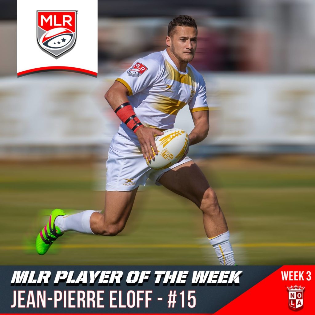 JP Eloff – MLR Player of the Week | Week 3