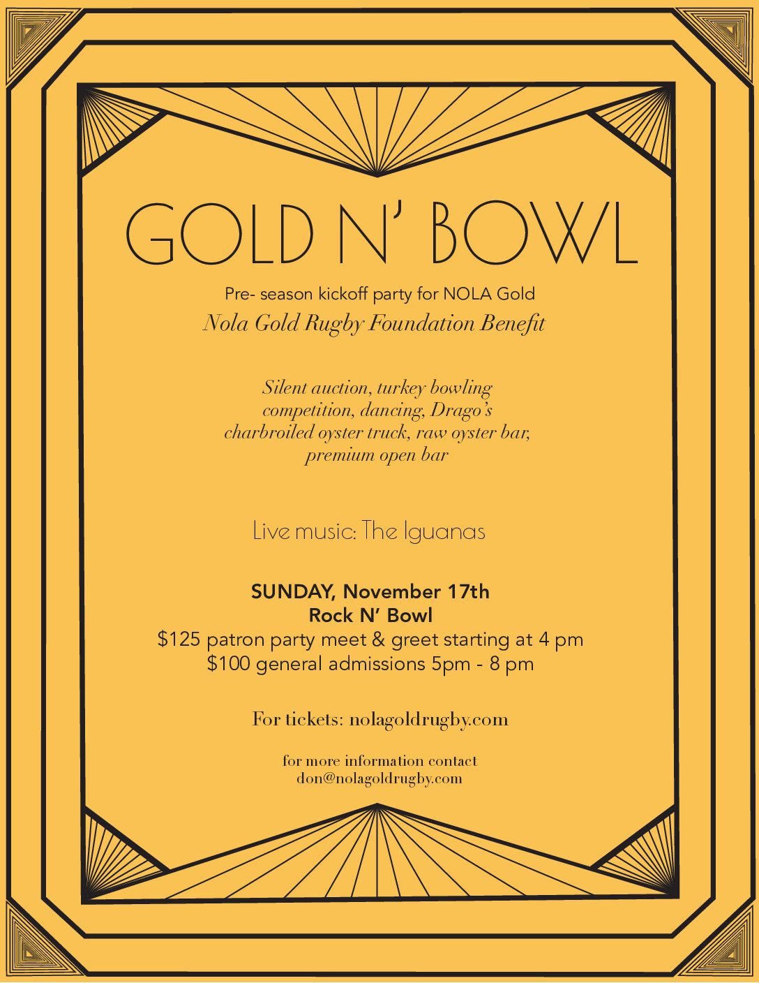 Gold & Bowl – Preseason Kickoff Party with NOLA Gold
